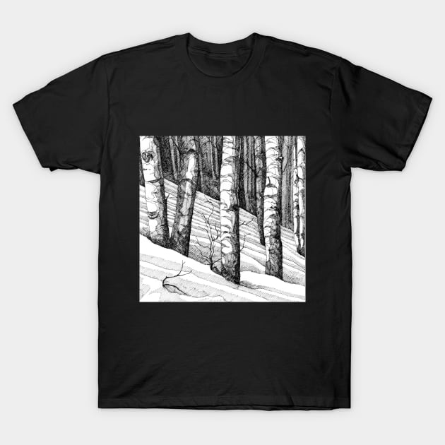 trees amidst snow T-Shirt by segismundoart